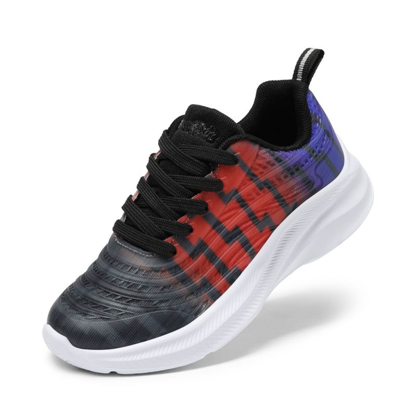 [Sparkle Glitter] Kids Lace-up Running Sneakers - BLACK ROYAL BLUE RED -  0